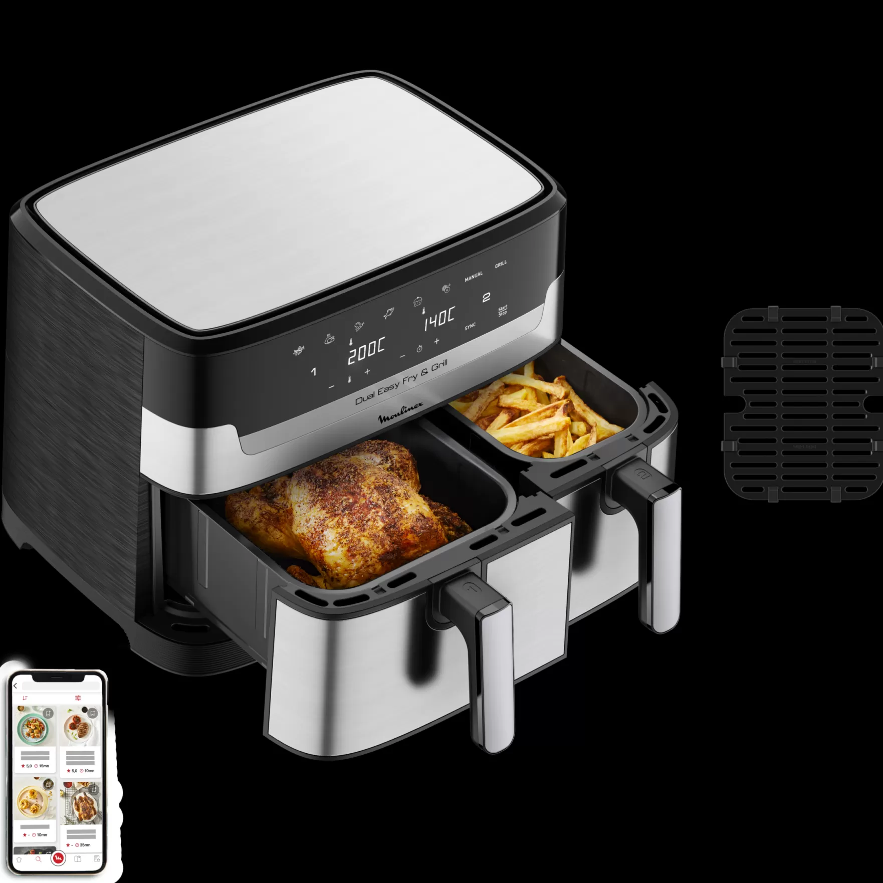 Moulinex Fritadeiras Sem Óleo*Dual Easy Fry & Grill 8.3 L Inox